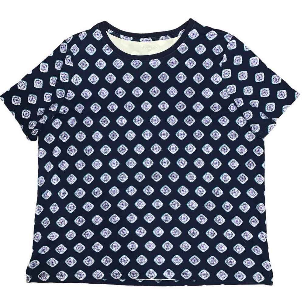 Kim Rogers Women's Navy/Pink Print Tee Size XL